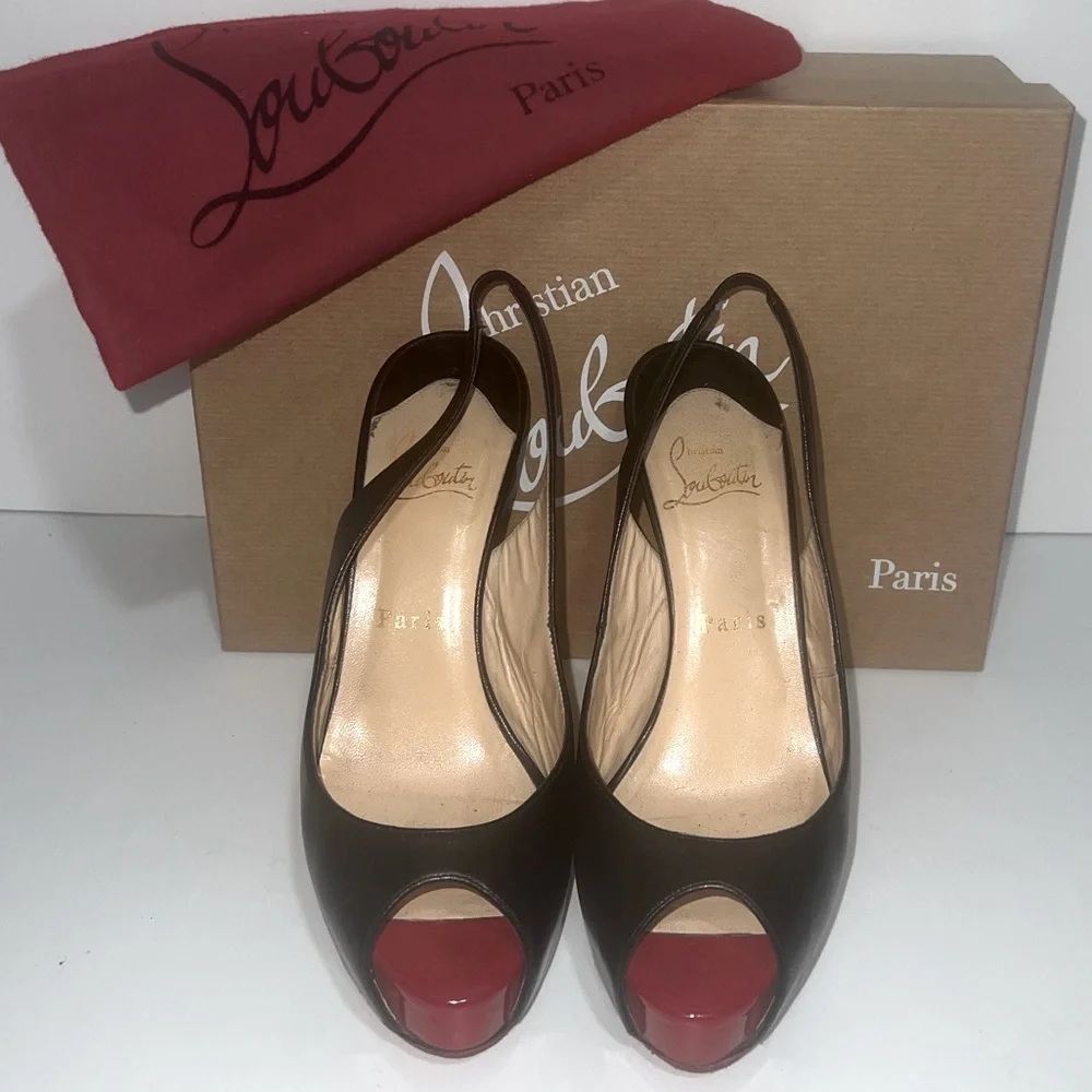 CHRISTIAN LOUBOUTIN Very Privè Private Number black leather platform heels - Picture 2 of 9